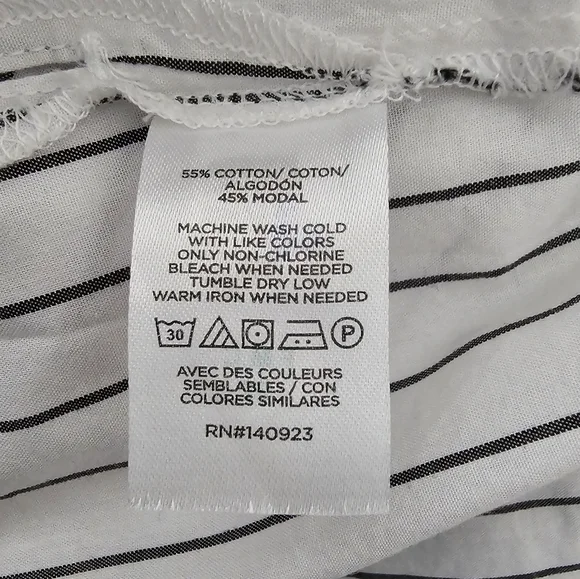 Ann Taylor Loft Striped Cotton Blend Side Wrap Blouse | NWT | XS | White Black - Picture 7 of 7